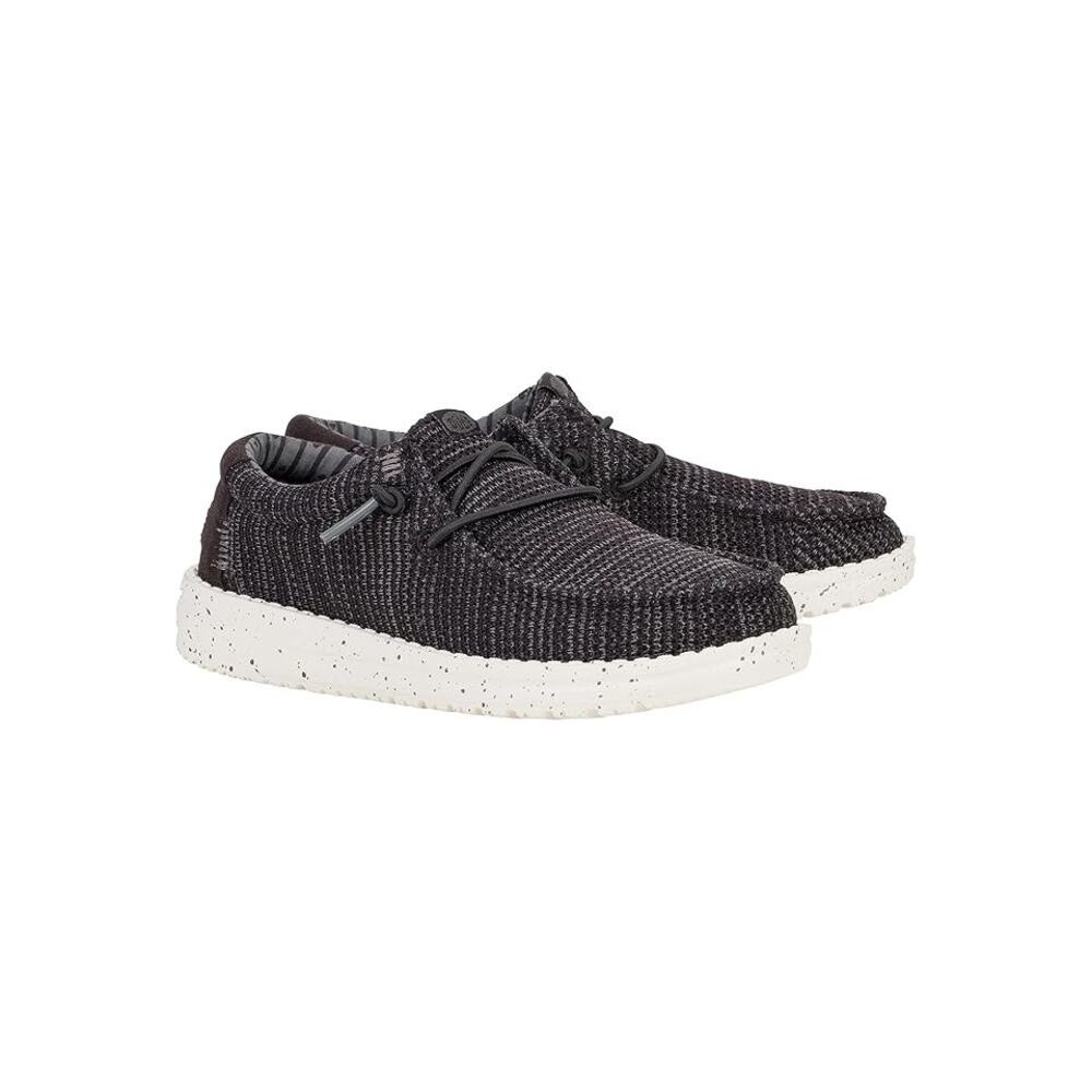 NWT HEYDUDE Wally Stretch Sox Kids Shoes, Black/White, Size 2 Little Kid M